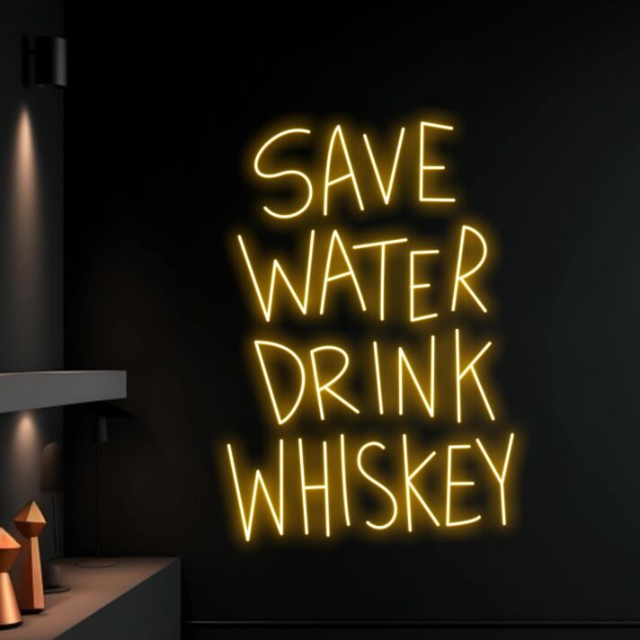 SAVE WATER DRINK WHISKEY LED-Neonschild für Bar Club