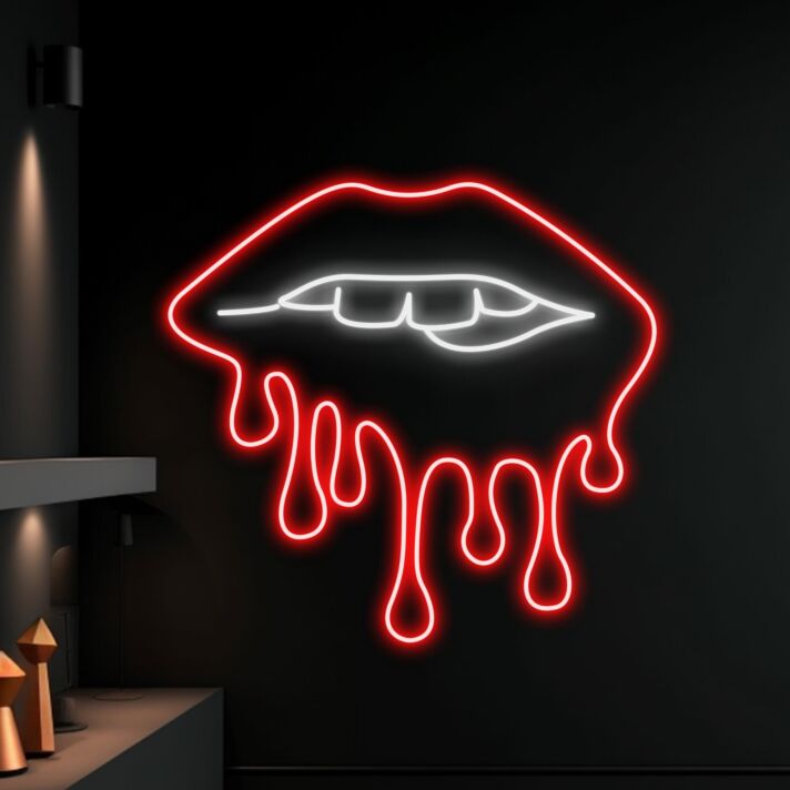 Lippen mit tropfendem Effekt LED-Neonschild für Bar und Wohnzimmer