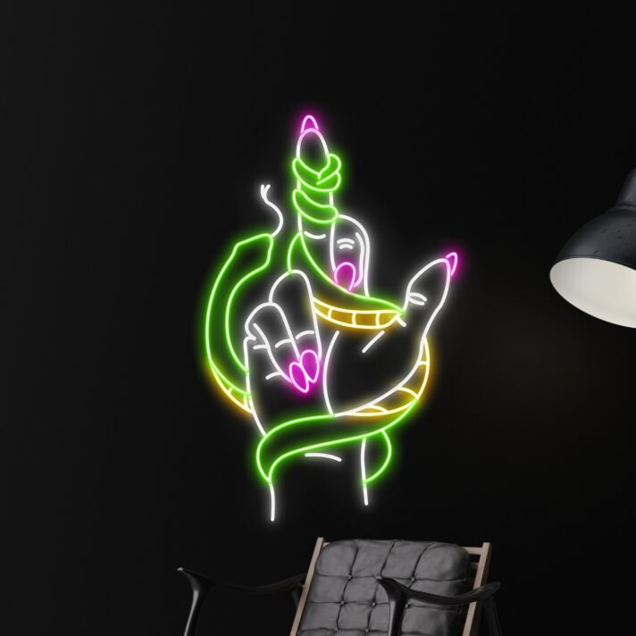 Hand mit Schlange LED-Neonschild für Bar und Tattoo Studio