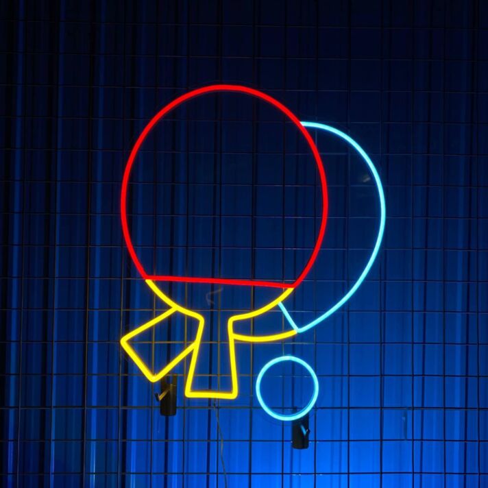 Tischtennisschläger und Ball LED-Neonschild für Sporthalle und Freizeitraum