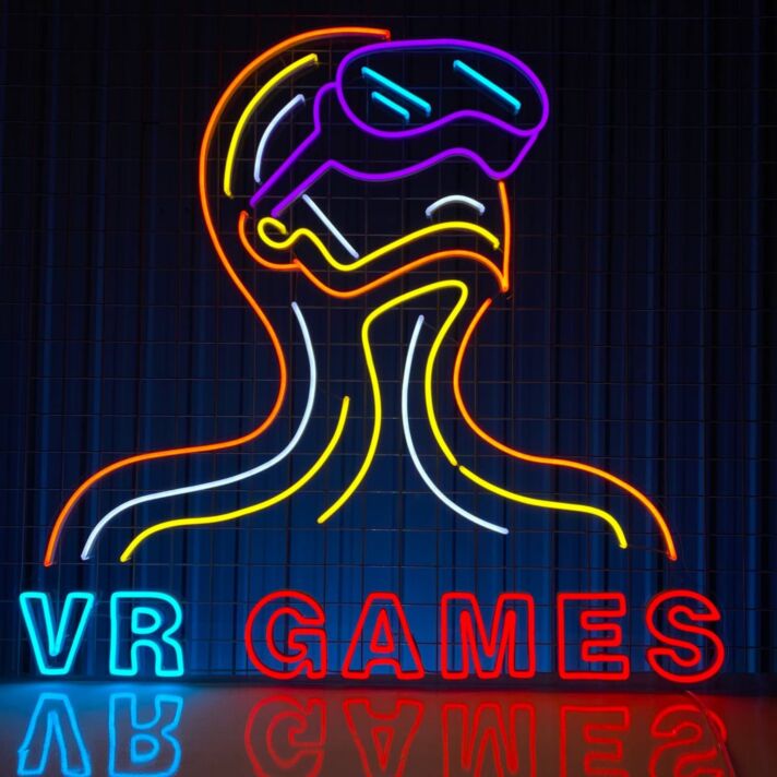 VR Games Neon LED Wandschild Gaming Motiv modernes Raumlicht