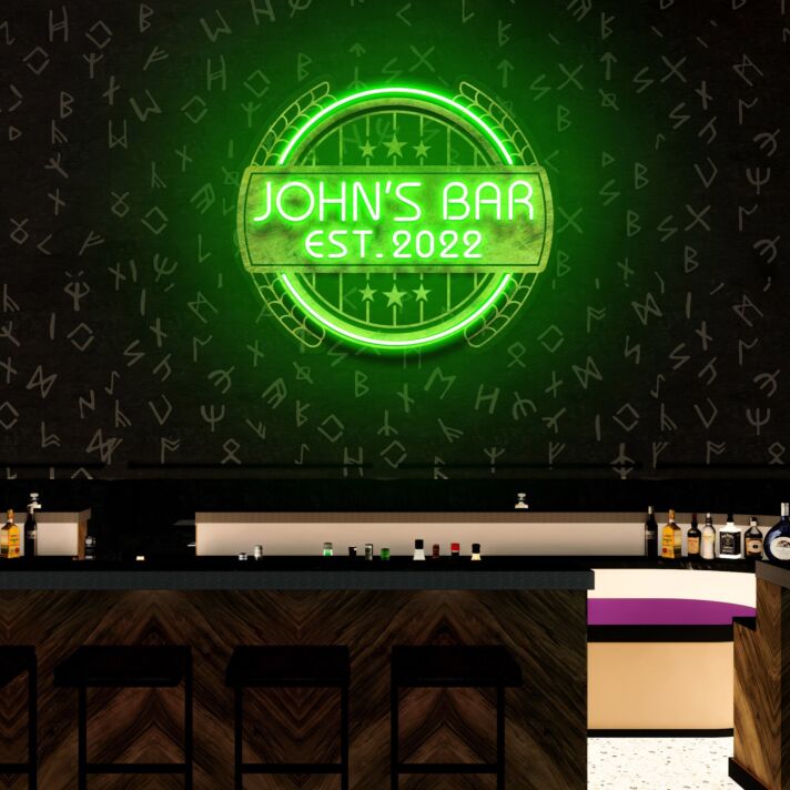 JOHN'S BAR EST 2022 LED-Neonschild für Bar Club