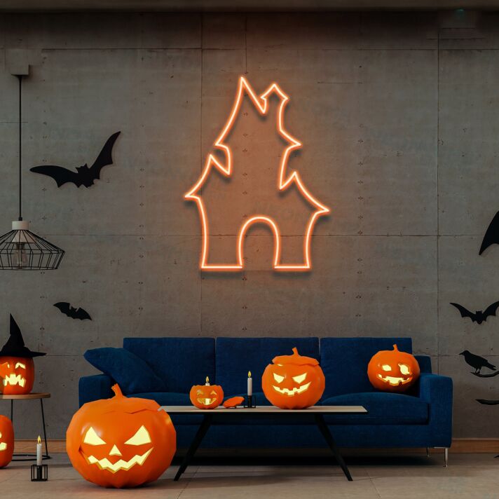 Spukhaus LED-Neonschild für Halloween Wohnzimmer