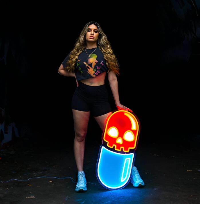 Totenkopf in Kapsel LED-Neonschild für Bar Club