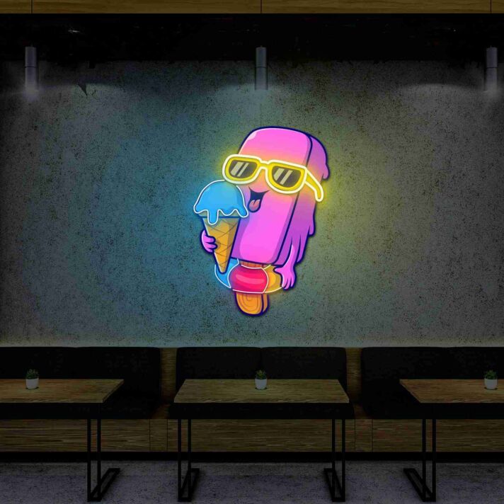 Eis am Stiel mit Sonnenbrille LED-Neonschild für Café Eisdiele