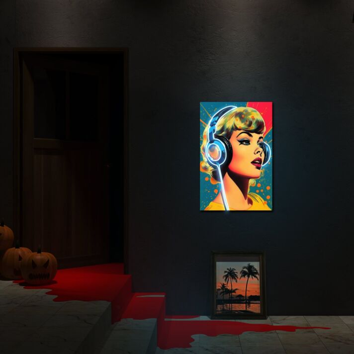 Person mit Kopfhörern LED-Neonschild für Wohnzimmer Musikstudio