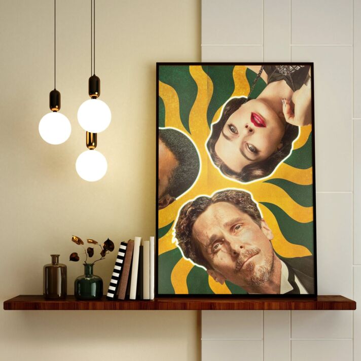 Pop-Art Poster mit Köpfen und abstrakten Wellen LED-Neonschild für Wohnzimmer Büro