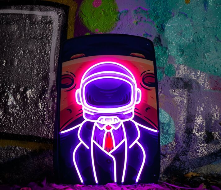 Astronaut im Anzug LED-Neonschild für Gamingzimmer und Bar