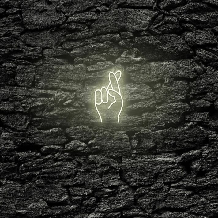 Hand mit gekreuzten Fingern LED-Neonschild Wohnzimmer Bar