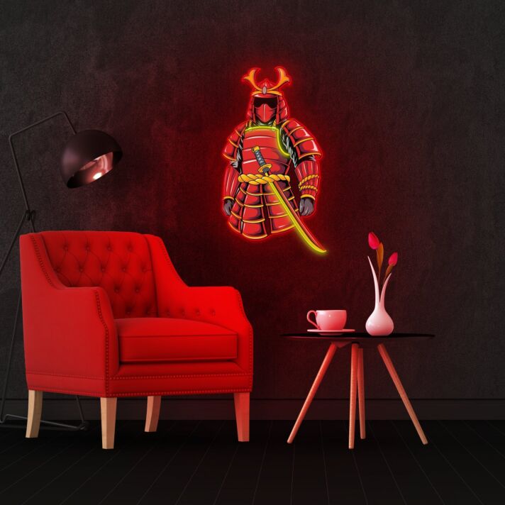 Samurai-Rüstung LED-Neonschild für Wohnzimmer oder Gamingzimmer