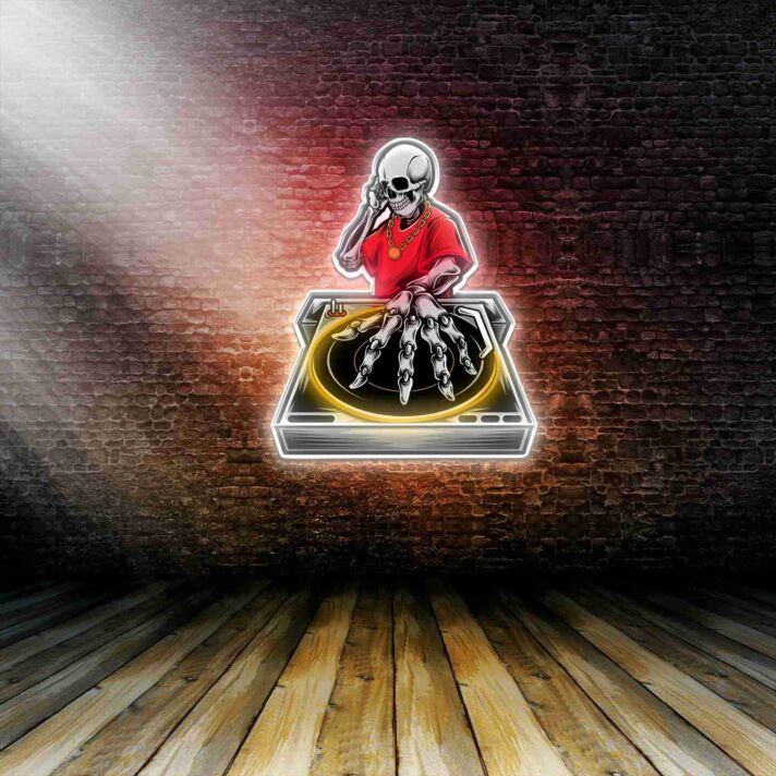 DJ mit Plattenspieler LED-Neonschild für Club Bar