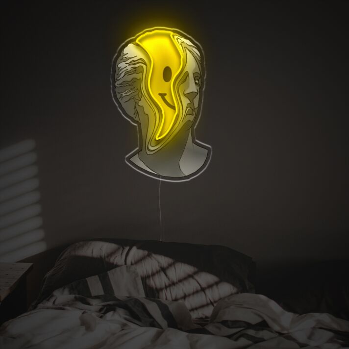 Büste mit Smiley-Maske LED-Neonschild für Wohnzimmer oder Schlafzimmer