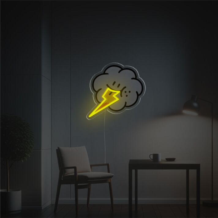 Gewitterwolke mit Blitz LED-Neonschild Wohnzimmer Büro
