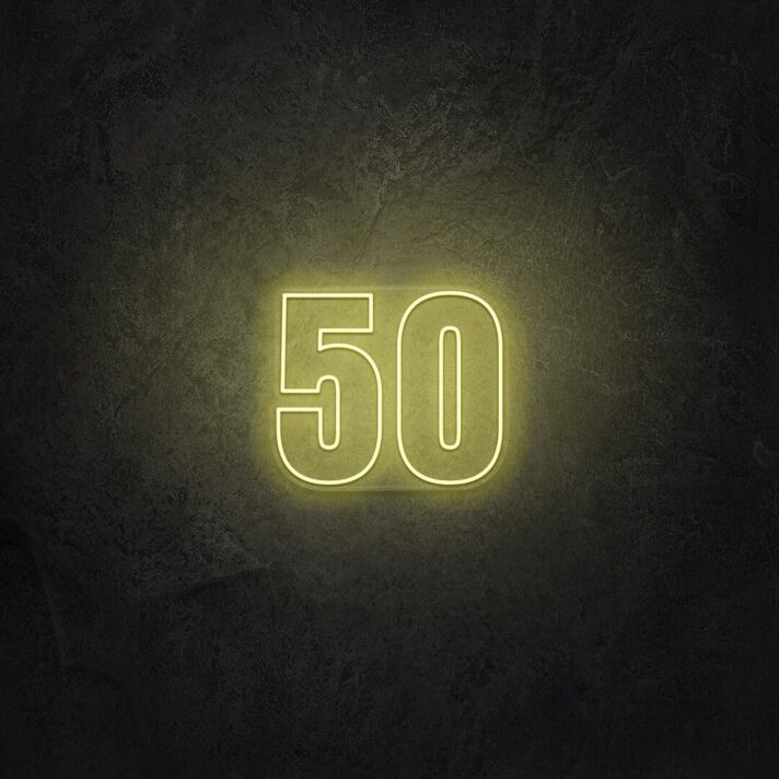 LED Neon Zahl 50 als moderne Wanddekoration