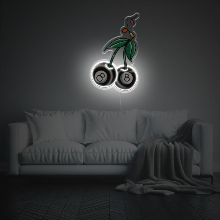 Kirschen aus Billardkugeln LED-Neonschild für Bar oder Spielzimmer
