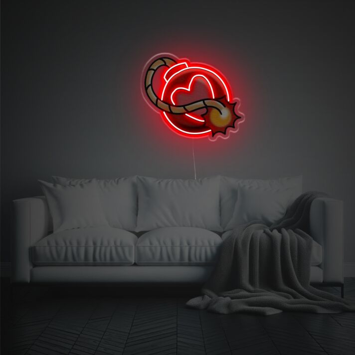 Abstraktes Neon LED Wandobjekt mit rundem Symbolmotiv grafische Lichtdekoration für moderne Innenräume
