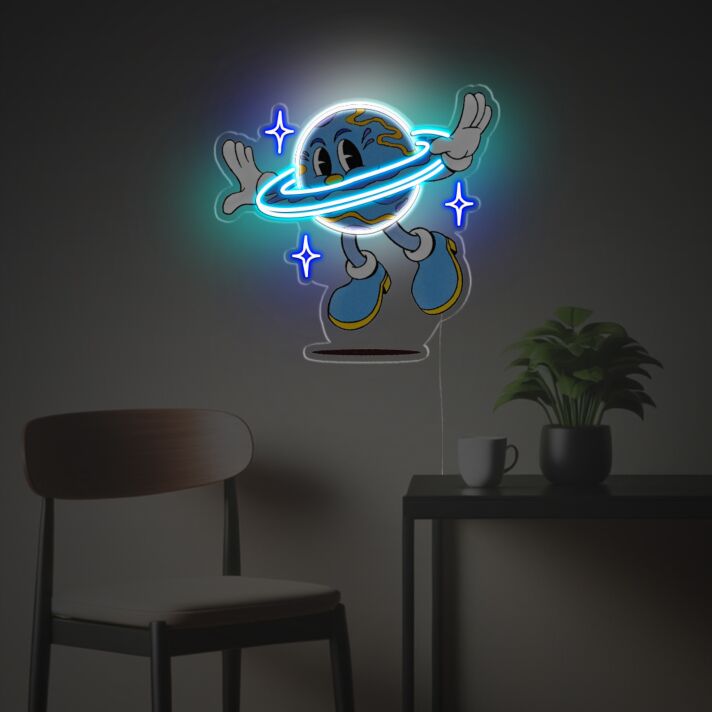 Flying Earth Guy LED-Neonschild aus Acryl