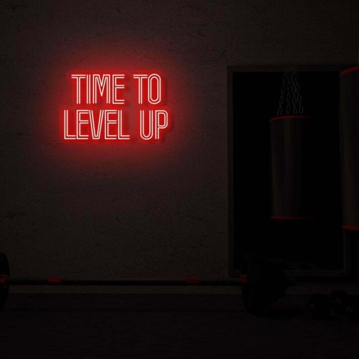 TIME TO LEVEL UP LED-Neonschild für Fitnessstudio oder Gamingraum