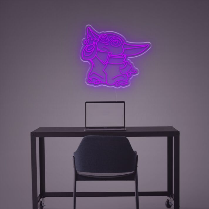 Niedliches Alien LED Neonschild im Cartoon Stil als Verspielte Wanddekoration für Gaming Zimmer Kinderzimmer oder Moderne Wohnräume