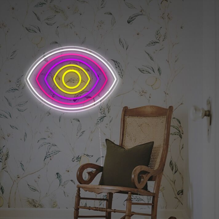 Abstraktes Augen LED-Neonschild im modernen Neon-Design für Wohnzimmer Schlafzimmer oder kreative Wanddekoration