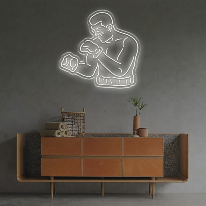 Boxer LED Neonschild minimalistisches Neon Wandlicht für Fitnessraum Studio oder moderne Räume