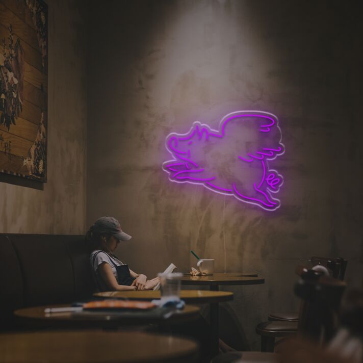 fliegendes Schwein LED-Neonschild für Café Restaurant