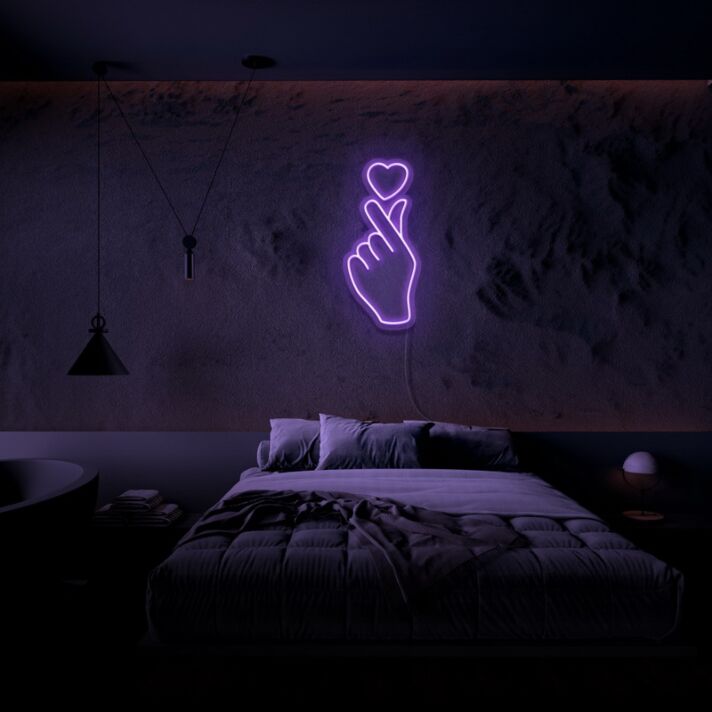 Handgeste mit Herzsymbol LED-Neonschild für Schlafzimmer Wohnzimmer
