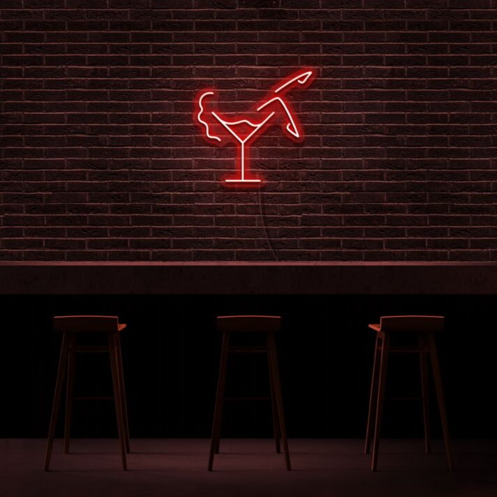 Cocktailglas mit Tänzerin LED-Neonschild für Bar Club