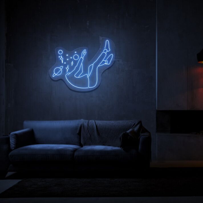 schwebende Figur im Weltraum LED-Neonschild Wohnzimmer Studio