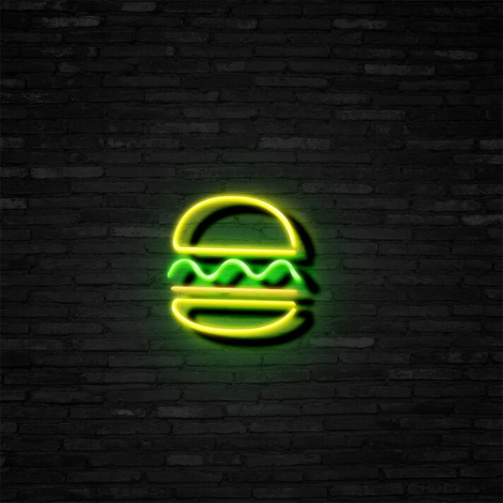 Hamburger Symbol LED-Neonschild für Restaurant und Imbiss