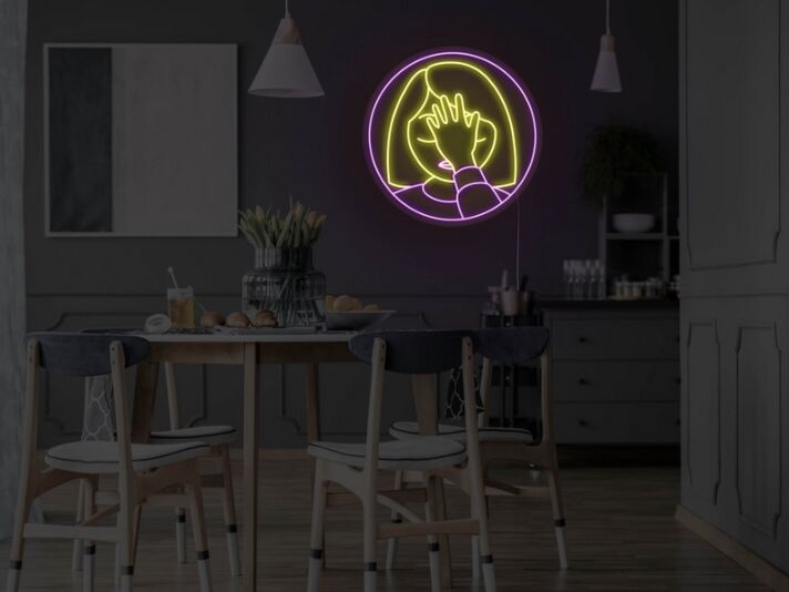 Gesicht mit Handgeste LED-Neonschild Wohnzimmer Bar