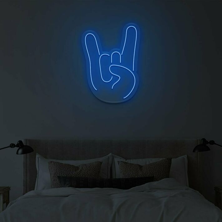 Handsymbol Rockgeste LED-Neonschild Wohnzimmer Musikraum