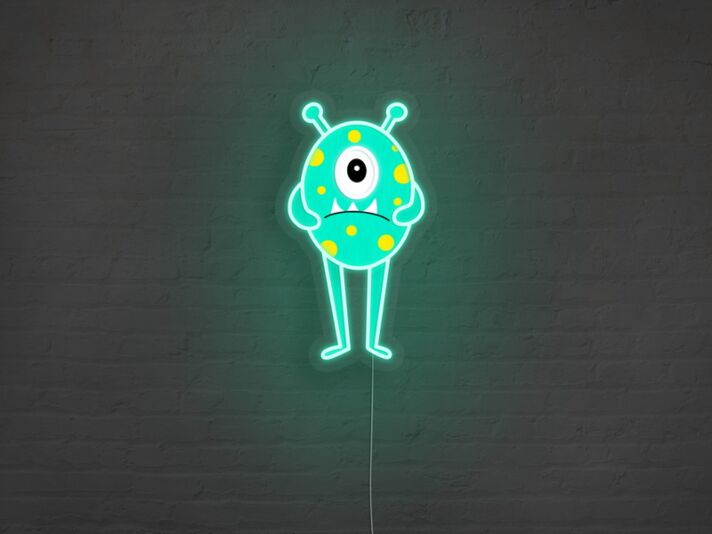 einäugiges Cartoon-Monster LED-Neonschild für Kinderzimmer