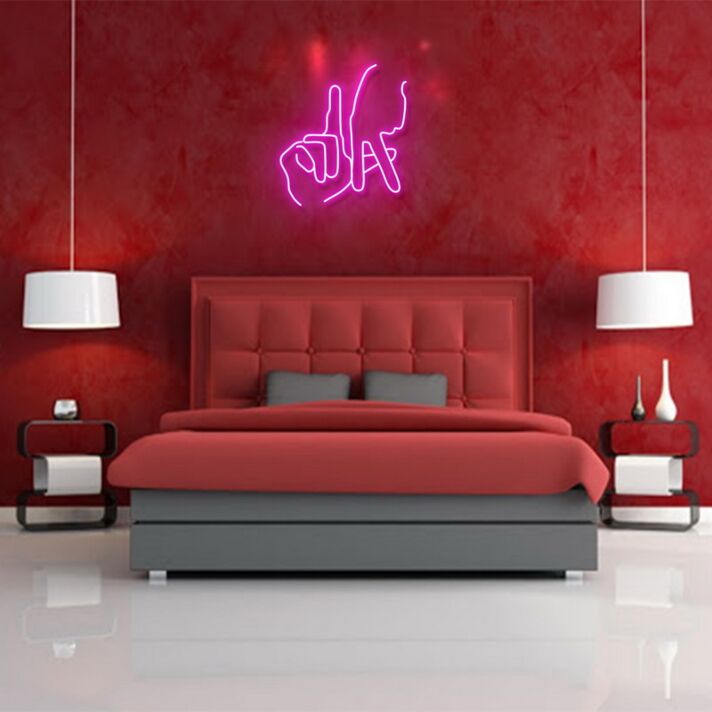 Hand mit Lippen Geste LED-Neonschild Schlafzimmer