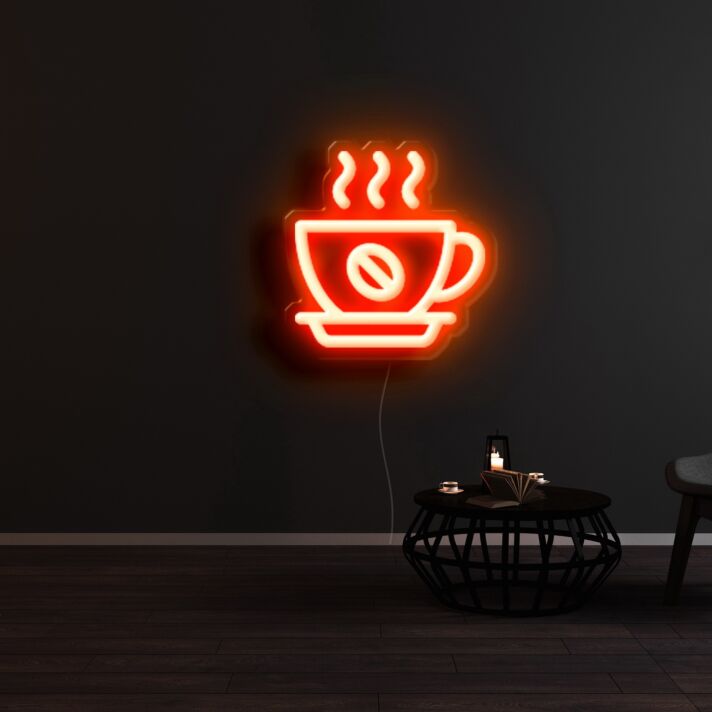 Kaffeetasse mit Dampf LED-Neonschild für Café oder Küche