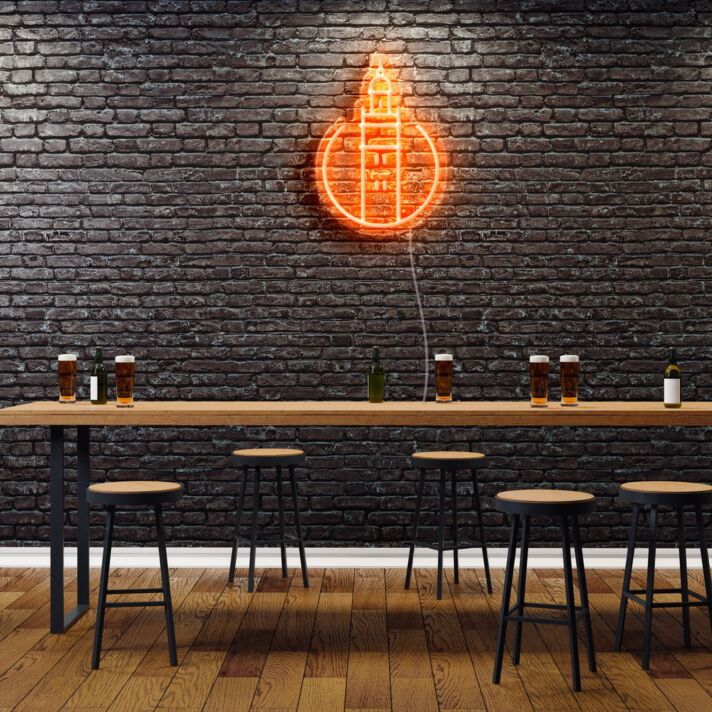 Kirchturm im Kreis LED-Neonschild für Bar und Pub