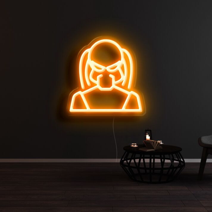 Maske mit Zöpfen LED-Neonschild für Gaming Zimmer