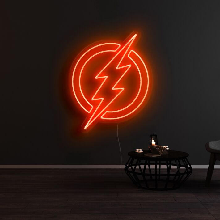 Blitzsymbol im Kreis LED-Neonschild Wohnzimmer Gamingzimmer