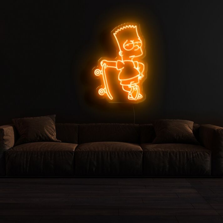 Comicfigur mit Skateboard LED-Neonschild Wohnzimmer Jugendzimmer