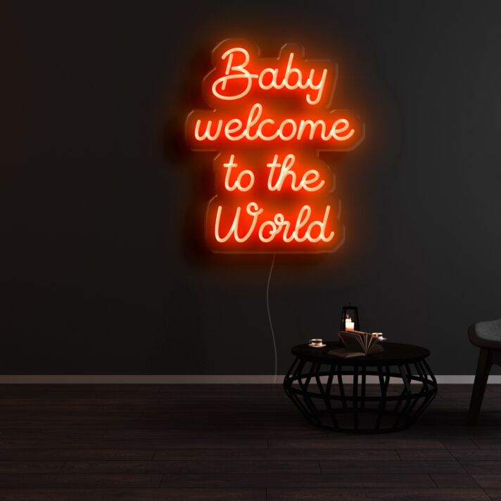 Baby welcome to the World LED-Neonschild für Kinderzimmer und Geburtsfeier