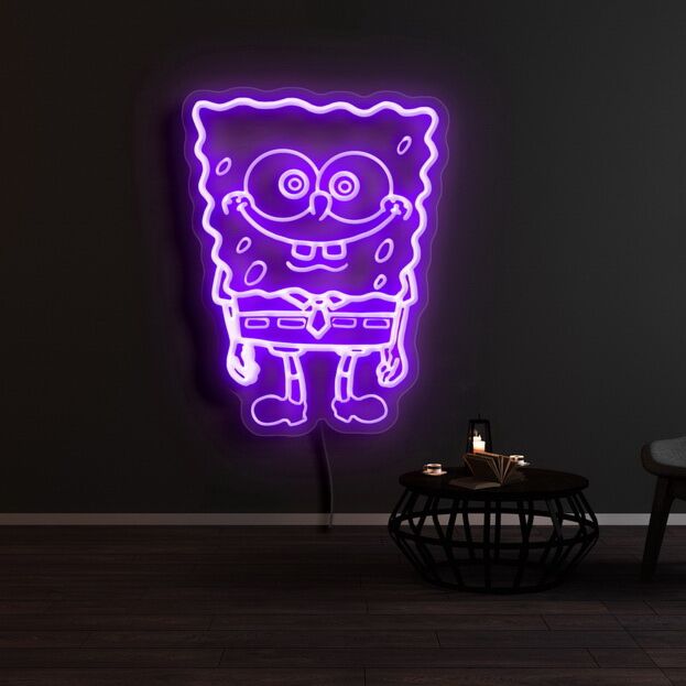 Comicfigur Schwamm LED-Neonschild Kinderzimmer Wohnzimmer