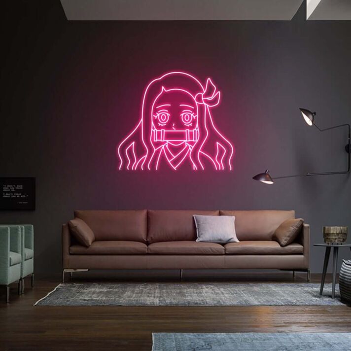 Anime Mädchen Silhouette LED-Neonschild für Wohnzimmer Gaming Zimmer