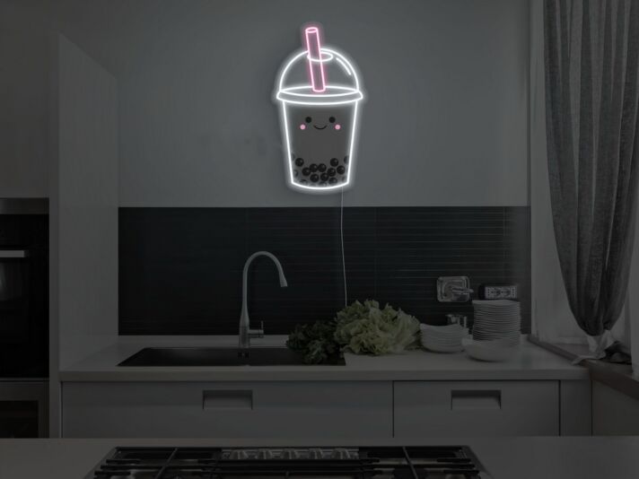 Bubble Tea Becher mit Strohhalm LED-Neonschild für Küche Café