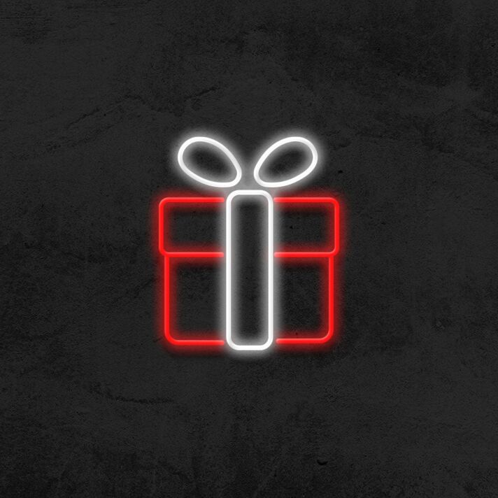 Geschenkbox mit Schleife LED-Neonschild für Wohnzimmer Party