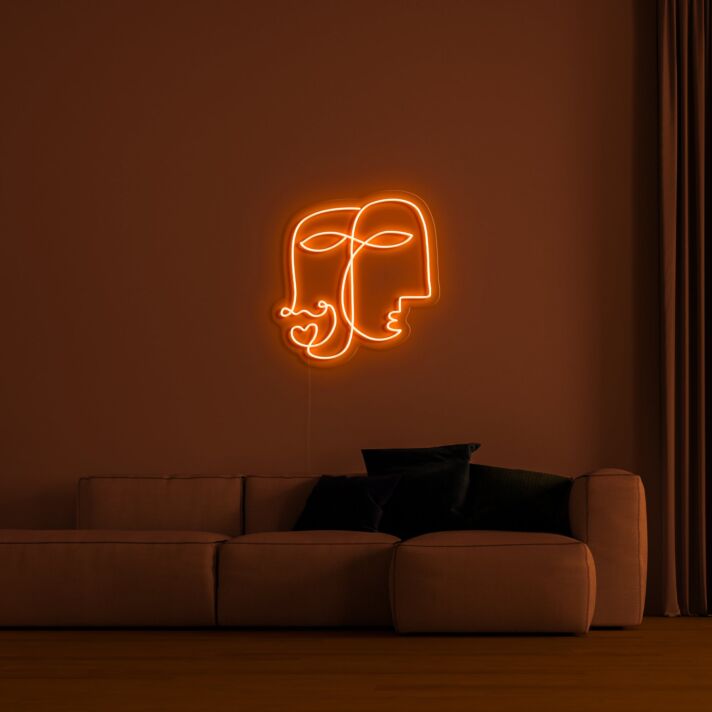 Abstrakte Gesichter mit Herz LED-Neonschild Wohnzimmer Schlafzimmer