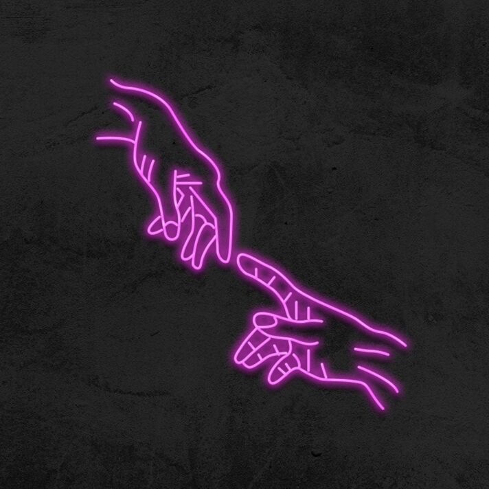 zwei sich berührende Hände LED-Neonschild für Wohnzimmer oder Kunststudio