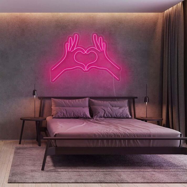 Hände mit Herzsymbol LED-Neonschild Schlafzimmer Wohnzimmer