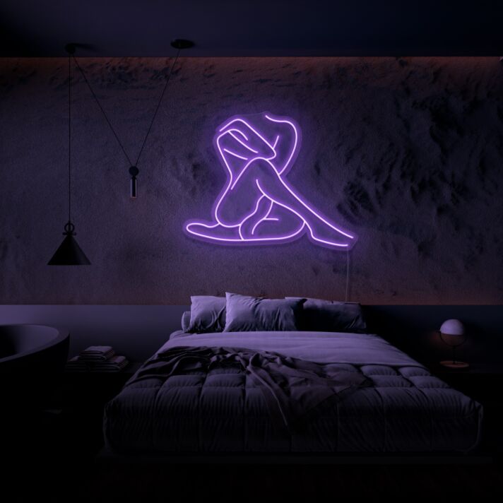 Sitzende Frau Silhouette LED-Neonschild für Schlafzimmer Lounge