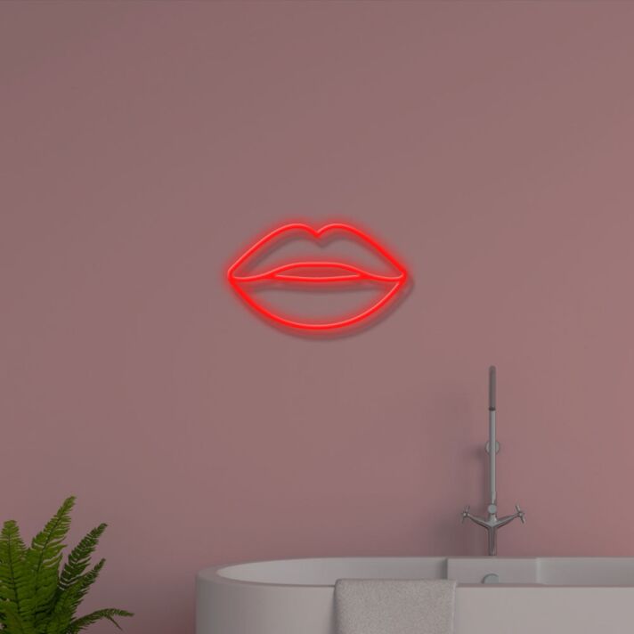 rote Lippen LED-Neonschild für Badezimmer Schlafzimmer