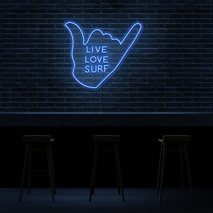 LIVE LOVE SURF LED-Neonschild für Bar oder Surfshop